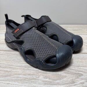 CROCS Brown Swiftwater Mesh Deck Outdoor Fisherman Sandals Mens Size 10 NWOT